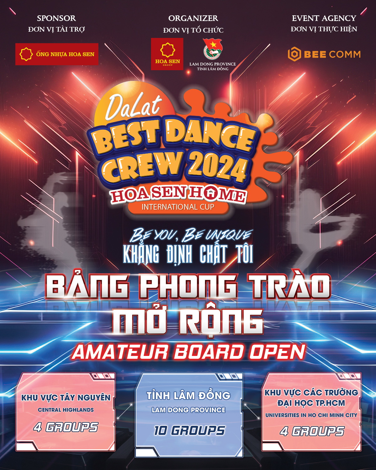 Bảng Phong trào Mở rộng Dalat Best Dance Crew 2024 - Hoa Sen Home International Cup Banner